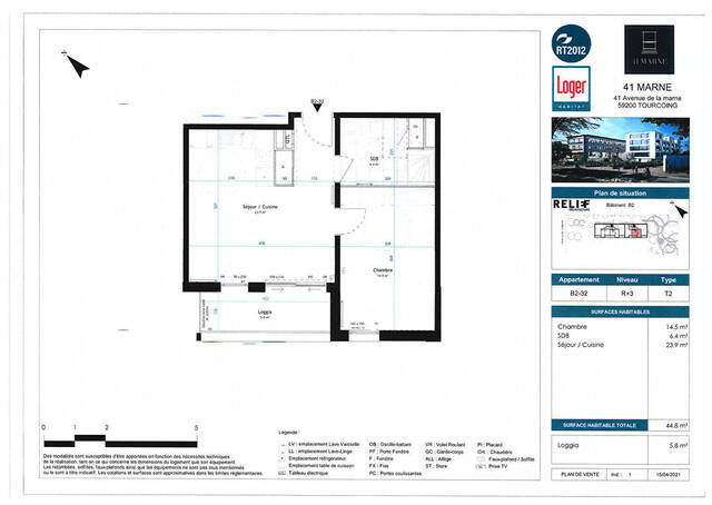 Location Appartement 2 pièces 44.8 m² Tourcoing (59200)