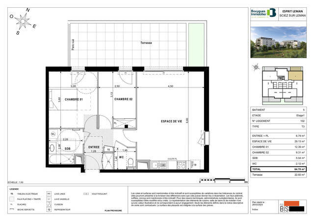 Sale Apartment appartement 3 rooms 64.78 m² Sciez (74140) Bonnatrait