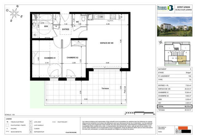 Sale Apartment appartement 3 rooms 62.19 m² Sciez (74140) Bonnatrait