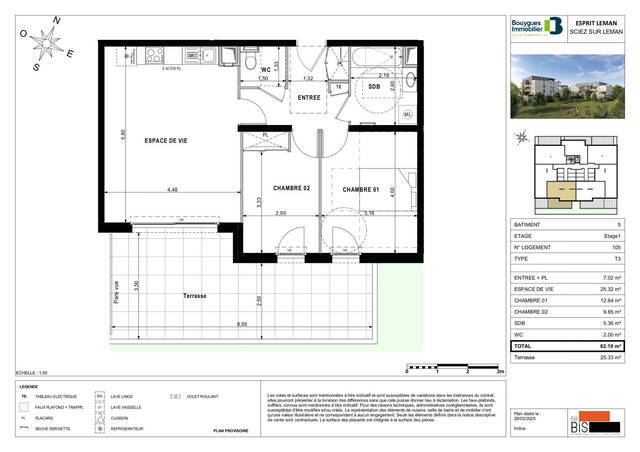 Vente Appartement 3 pièces 62.19 m² Sciez (74140) Bonnatrait