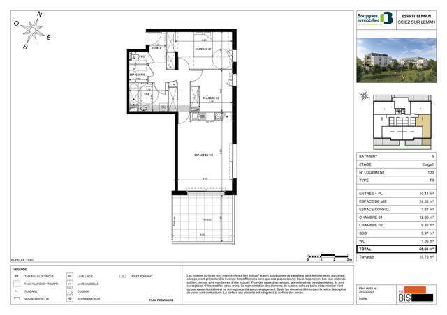 Vente Appartement 3 pièces 65.68 m² Sciez (74140) Bonnatrait