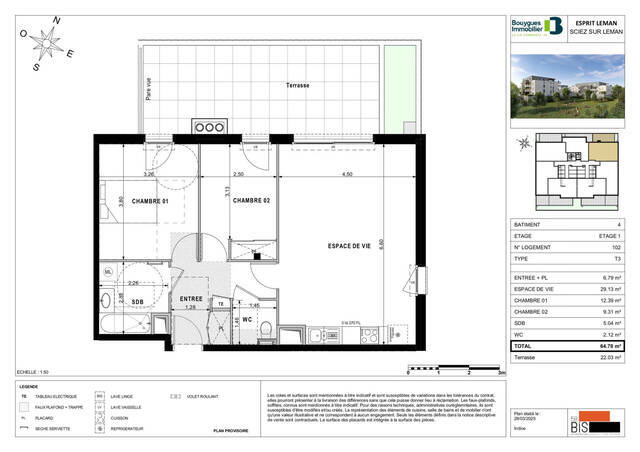 Vente Appartement 3 pièces 64.78 m² Sciez (74140) Bonnatrait