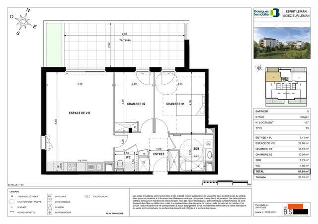 Vente Appartement 3 pièces 67.64 m² Sciez (74140) Bonnatrait