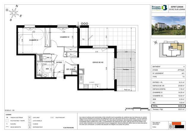 Vente Appartement 3 pièces 64.95 m² Sciez (74140) Bonnatrait