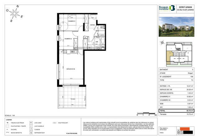 Vente Appartement 3 pièces 65.19 m² Sciez (74140) Bonnatrait