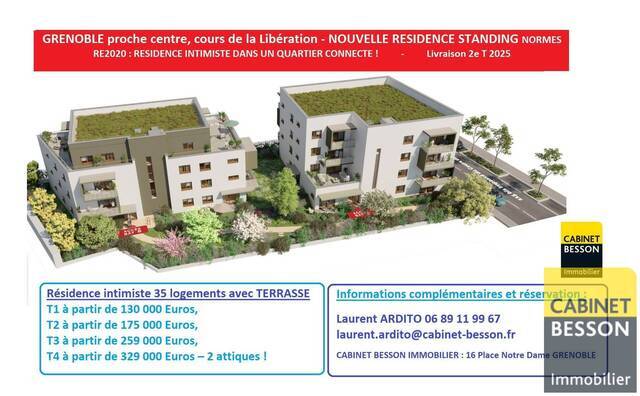 Programme neuf à Grenoble Parenthese - 35 appartements - Du T2 au T4 - à partir de 175 000 €