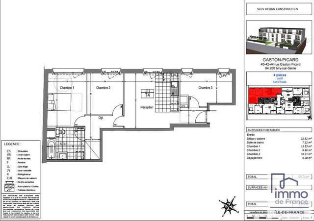 Vente appartement 4 pièces 69.74 m² en Ivry-sur-Seine (94200) - Verdun