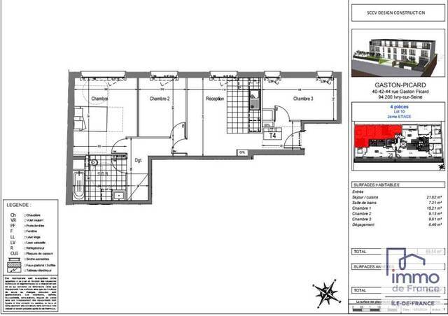 Vente appartement 4 pièces 69.54 m² en Ivry-sur-Seine (94200) - Verdun