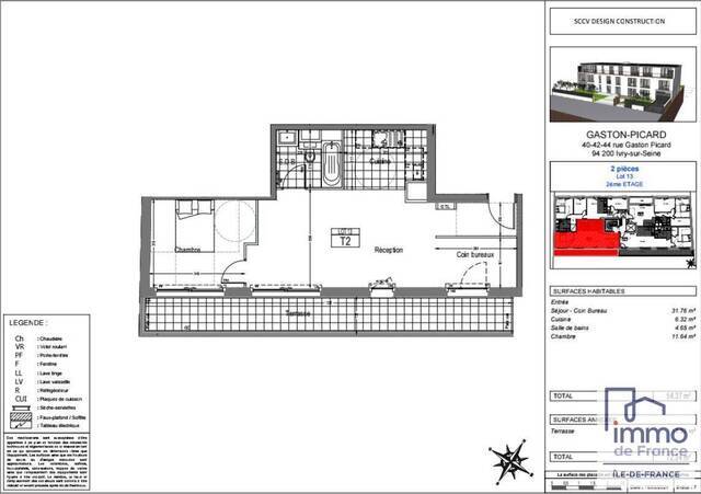 Vente appartement 3 pièces 54.37 m² en Ivry-sur-Seine (94200) - Verdun