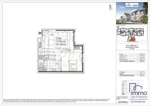 Location appartement t2 47 m² en Osny (95520) La Meth