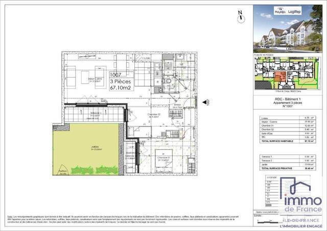 Location appartement t3 67 m² à Osny (95520) La Meth