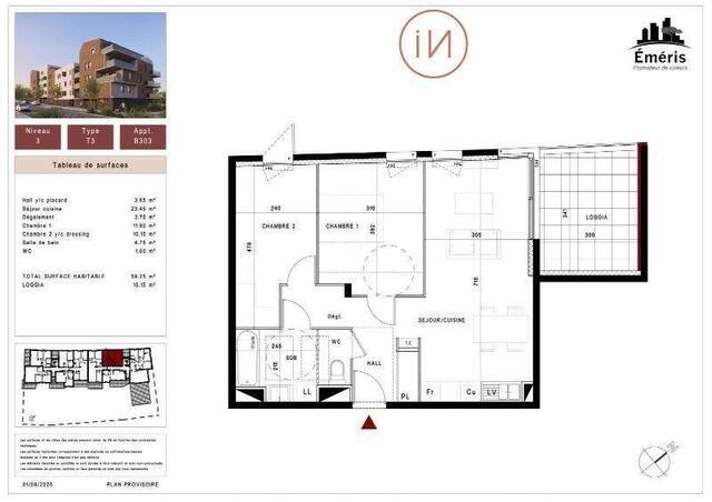 Location appartement neuf 3 pièces 59.25 m² à Saint-Jean-de-Védas (34430)