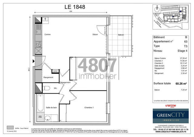 Location appartement 3 pièces 60.26 m² à Cluses (74300)