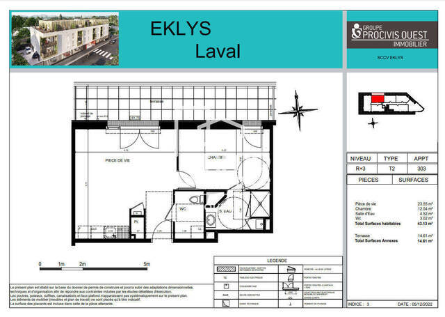 Location appartement 2 pièces 43.13 m² à Laval (53000)