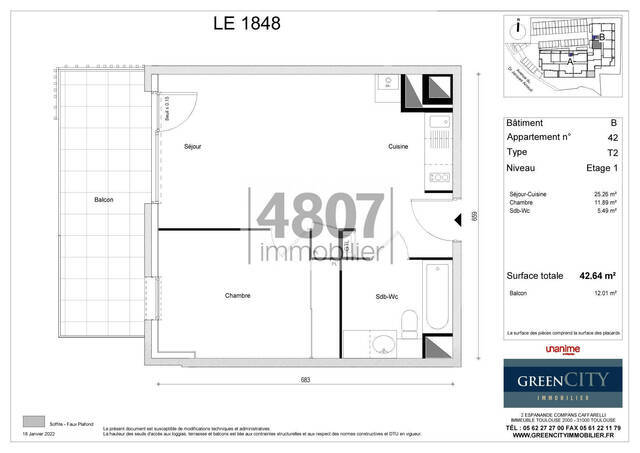 Location appartement 2 pièces 42.64 m² à Cluses (74300)