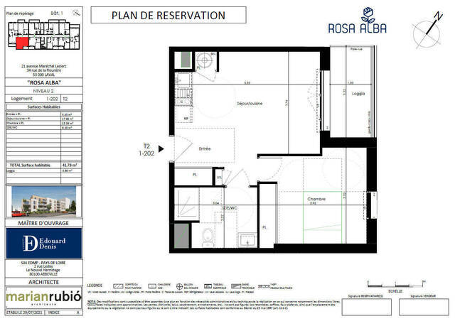 Location Appartement 2 pièces 41.78 m² Laval (53000)