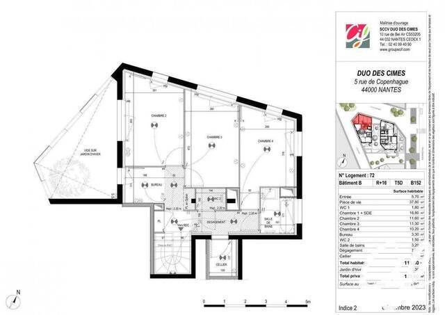 Location Appartement t5 113 m² Nantes (44000) St Donatien/Jardin des Plantes-Gare Sud