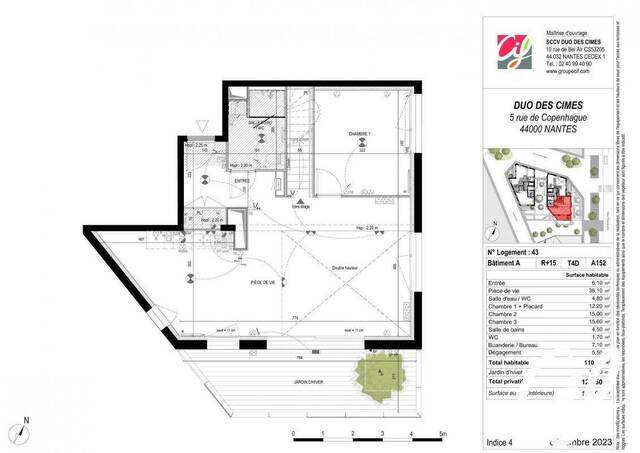 Location Appartement duplex/triplex 4 pièces 108 m² Nantes (44000) St Donatien/Jardin des Plantes-Gare Sud