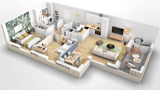 Location appartement t3 62 m² à Nantes (44100) Centre ville-Chantenay