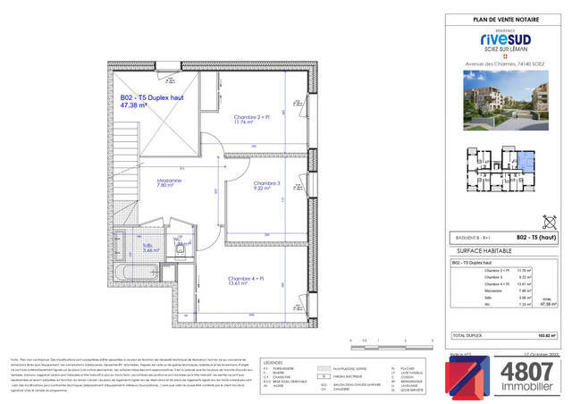 Vente appartement 5 pièces 103.82 m² à Sciez (74140)