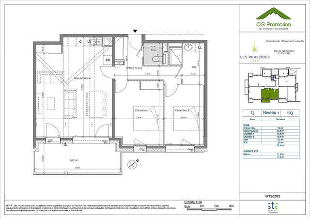 Vente appartement 3 pièces 73.2 m² à Séez (73700)
