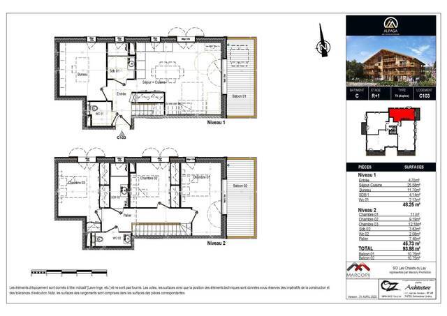 Vente Appartement duplex 5 pièces 93.98 m² Les Carroz d'Arâches 74300 Le Lays