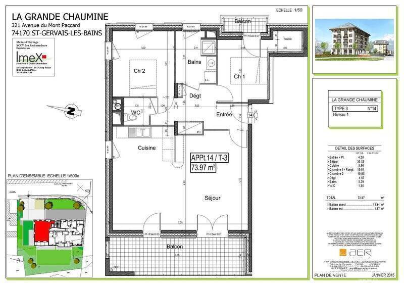 Vendu Appartement 3 pièces 74 m² Saint-Gervais-les-Bains 74170 Centre