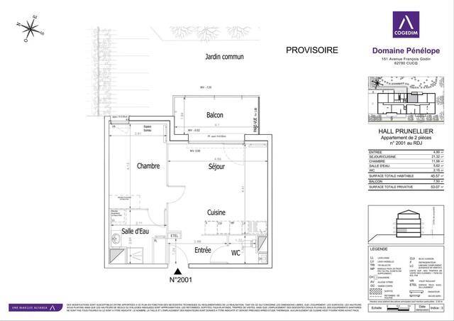 Vente Appartement 2 pièces 45.57 m² Cucq 62780