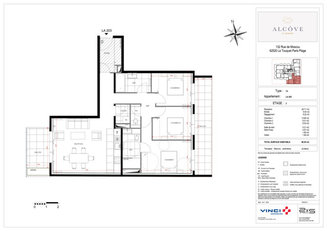 Vente Appartement 4 pièces et plus 86.55 m² Le Touquet-Paris-Plage 62520