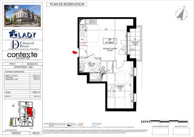 Vente Appartement 2 pièces 41.9 m² Dinard 35800 La Médiathèque