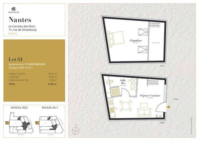 Location Appartement t1 2 pièces 31 m² Nantes 44000