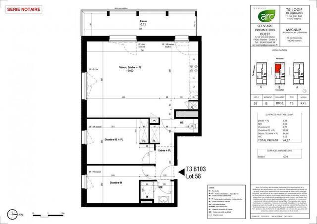 Location Appartement t3 69 m² Trignac 44570