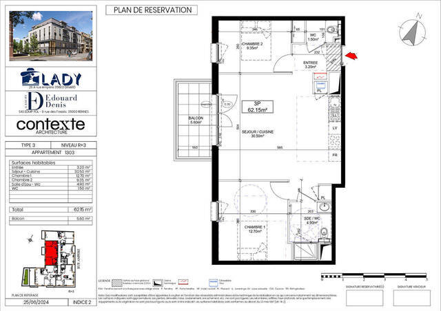 Vente Appartement 3 pièces 62.15 m² Dinard 35800 La Médiathèque