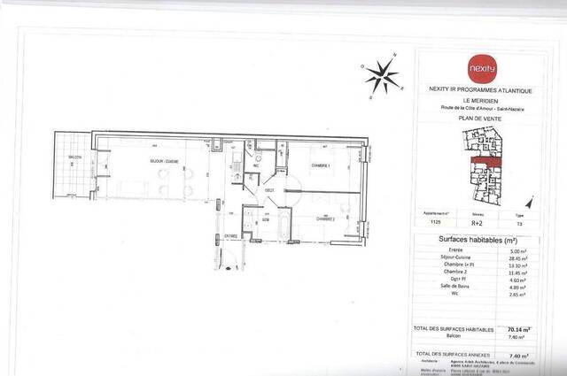 Location Appartement t3 70 m² Saint-Nazaire 44600