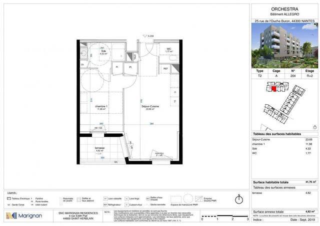 Location Appartement t2 41 m² Nantes 44300