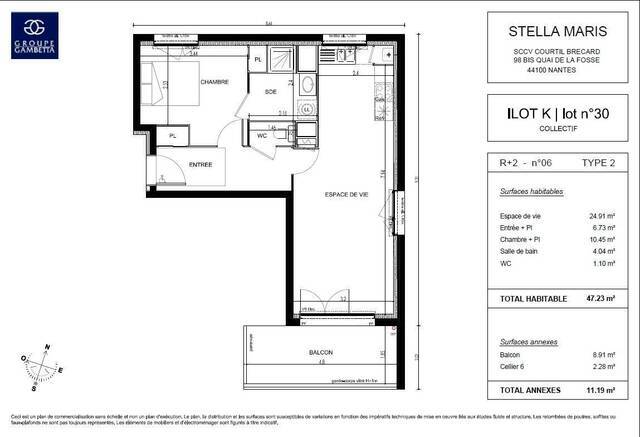 Location Appartement t2 47 m² Saint-Nazaire 44600 Saint-Marc Ouest