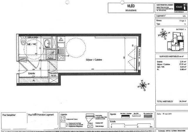 Location Appartement studio 1 pièce 26 m² Bouguenais 44340 Les Couëts-Est