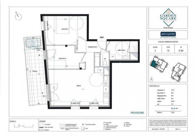 Location Appartement t3 61 m² Saint-Herblain 44800