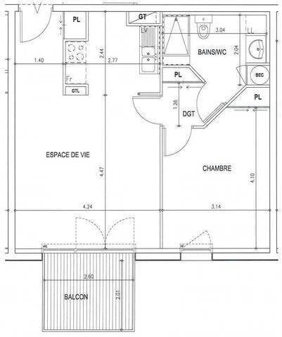 Location Appartement t2 49 m² Saint-Nazaire 44600