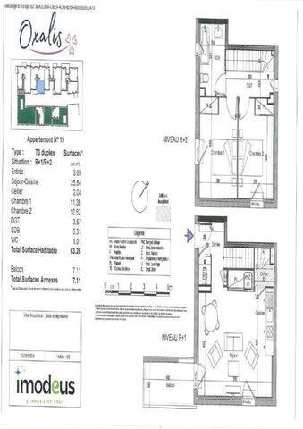 Location Appartement duplex/triplex 3 pièces 63 m² Saint-Herblain 44800