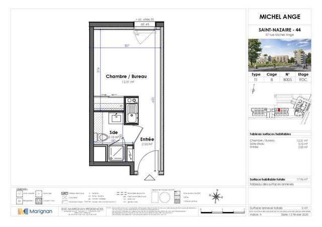 Location Appartement studio 1 pièce 17 m² Saint-Nazaire 44600