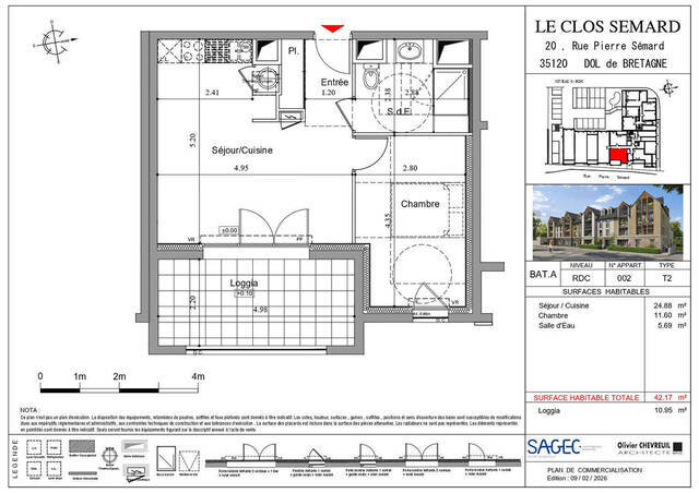 Vente Appartement 2 pièces 42.17 m² Dol-de-Bretagne 35120 Gare