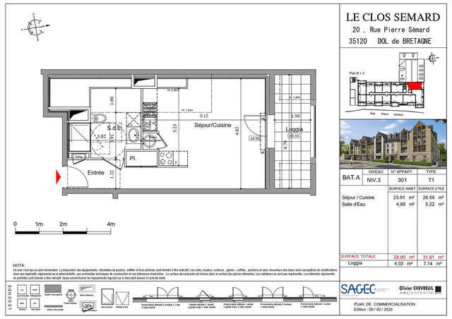 Vente Appartement 1 pièce 28.8 m² Dol-de-Bretagne 35120 Gare