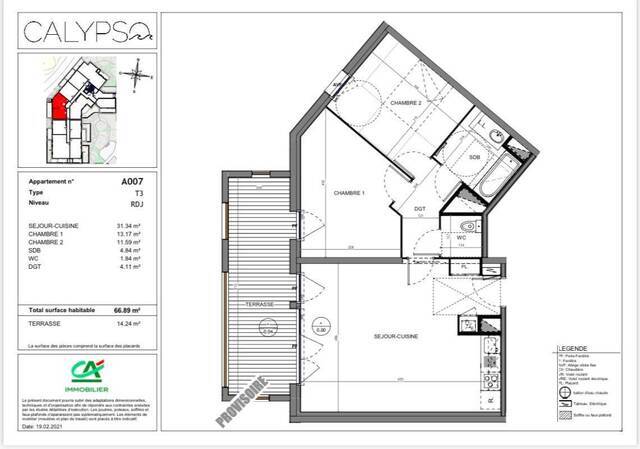 Location Appartement t3 66 m² Pornic 44210