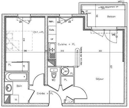 Location Appartement t2 47 m² Nantes 44300 Vieux Doulon
