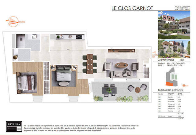 Vente Appartement 3 pièces 68.12 m² Aix-les-Bains 73100
