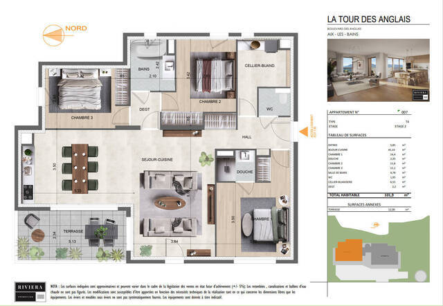 Vente Appartement 4 pièces 101.82 m² Aix-les-Bains 73100