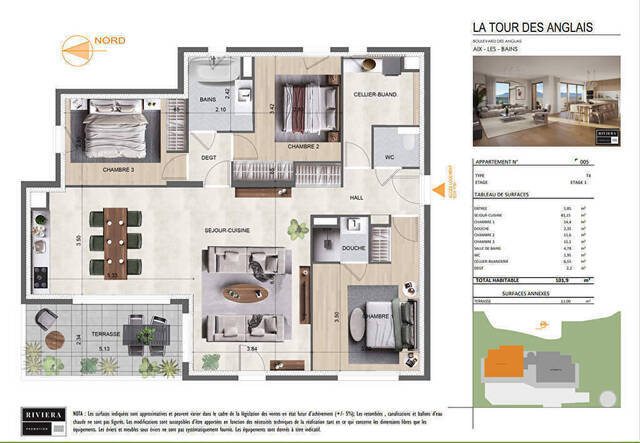 Sale Apartment appartement 4 rooms 101.82 m² Aix-les-Bains 73100