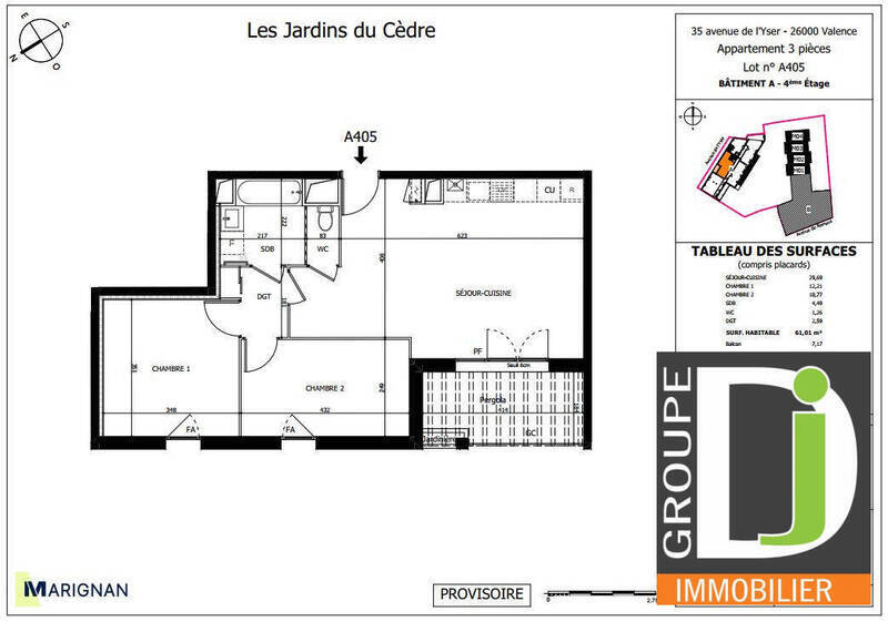 Vente appartement 3 pièces 61 m² à Valence 26000