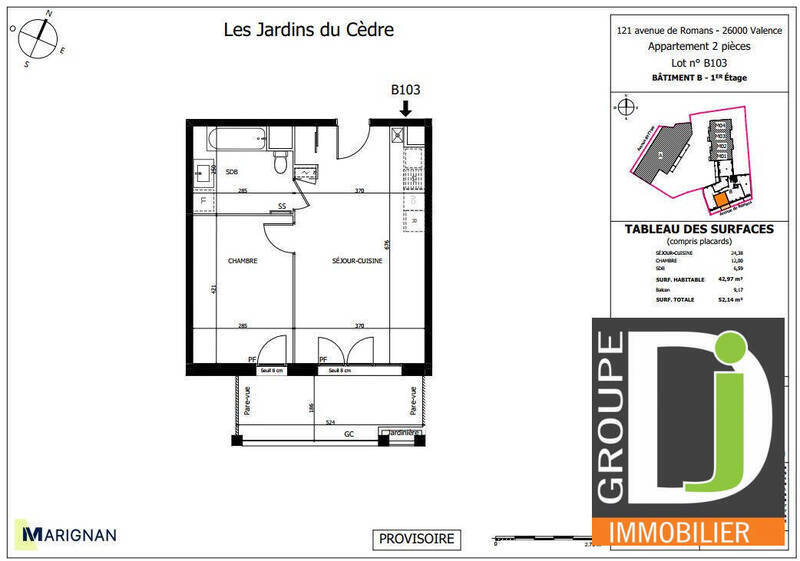 Vente appartement 2 pièces 43 m² à Valence 26000